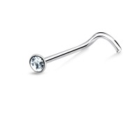 2mm Round Rhinestone Silver Curved Nose Stud NSKB-12